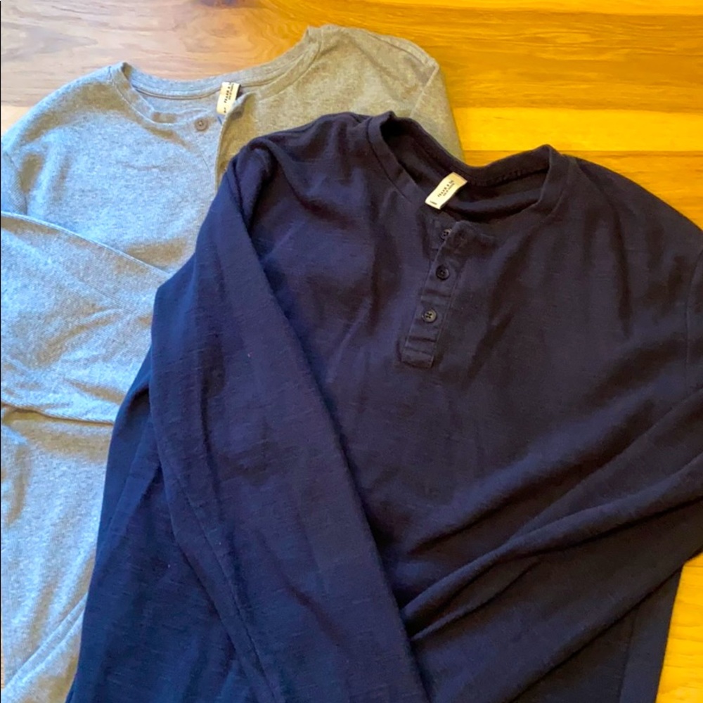 Pair Frank & Oak Cotton Blend Long Sleeve shirts